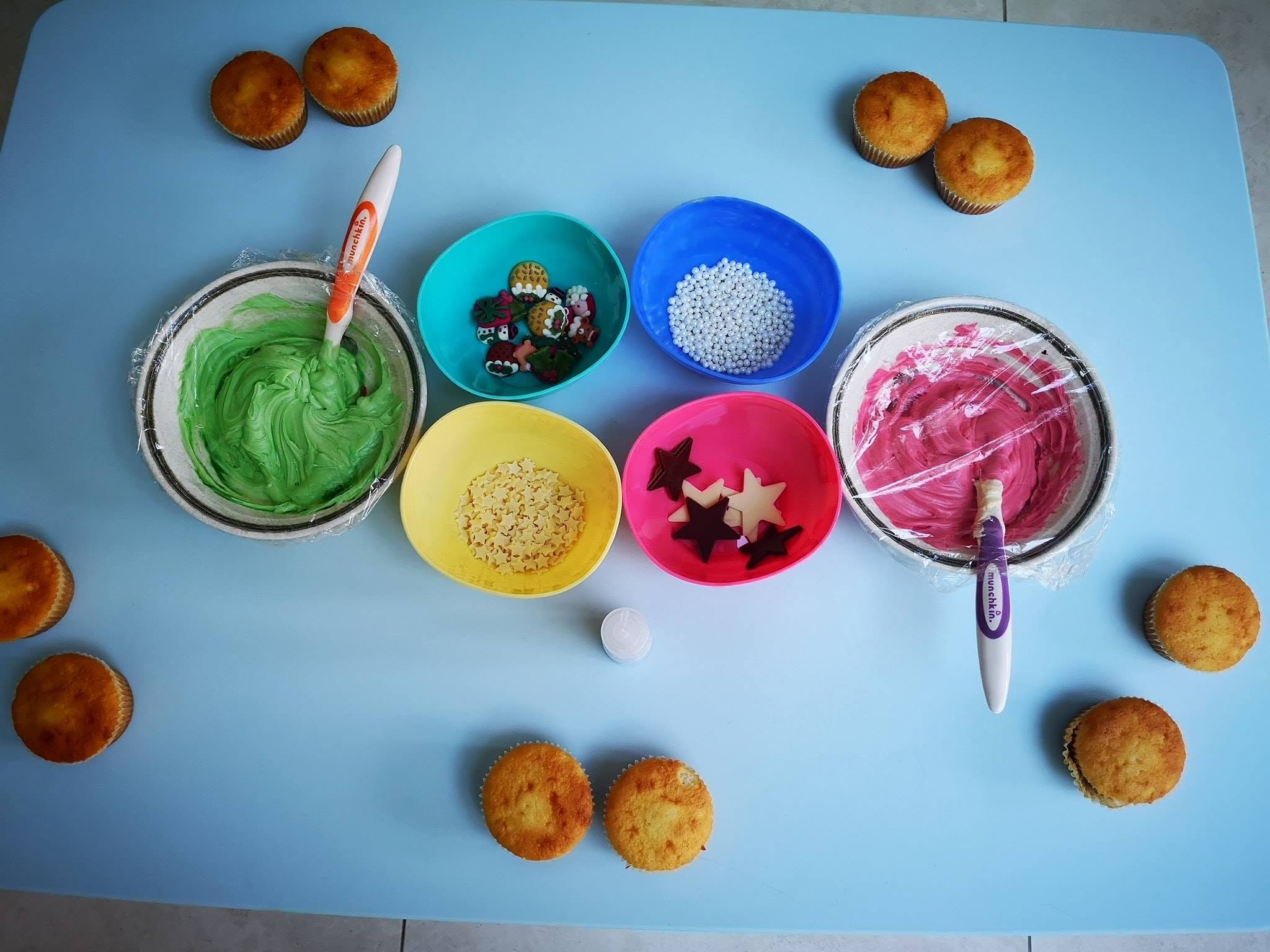 Colourful cupcake decorating activity arranged for the children