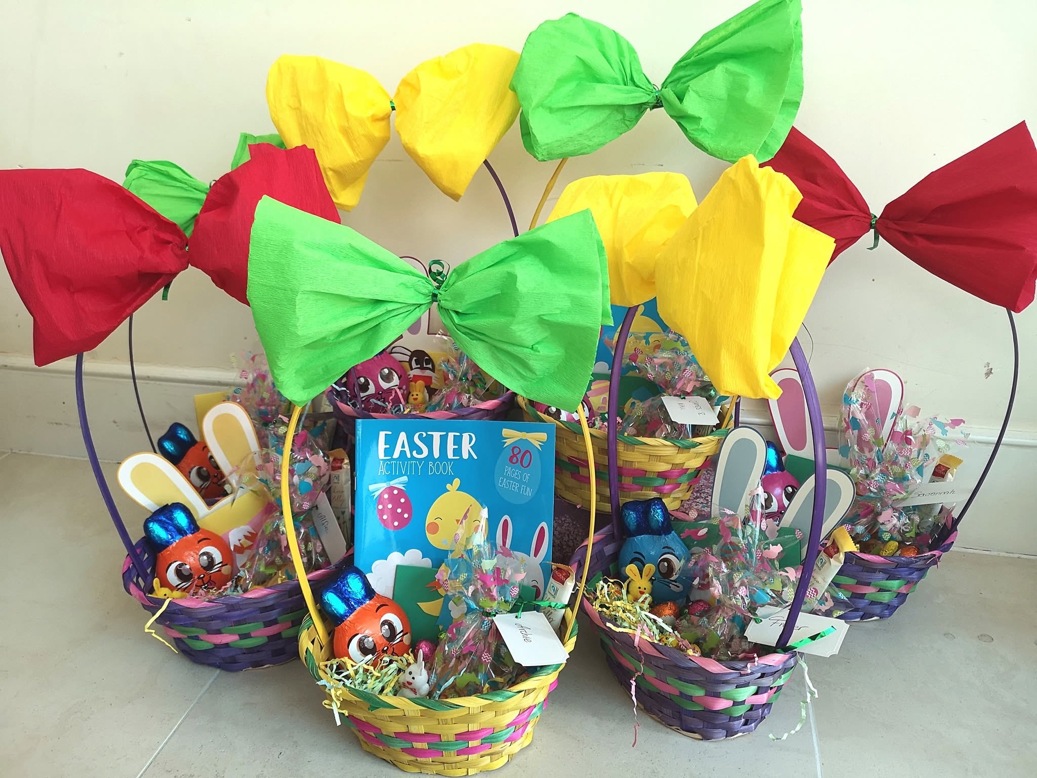 Colourful Easter baskets prepared for the children